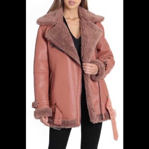Avec Les Filles Jackets & Blazers - Avec Les Filles Faux Shearling Biker Jacket